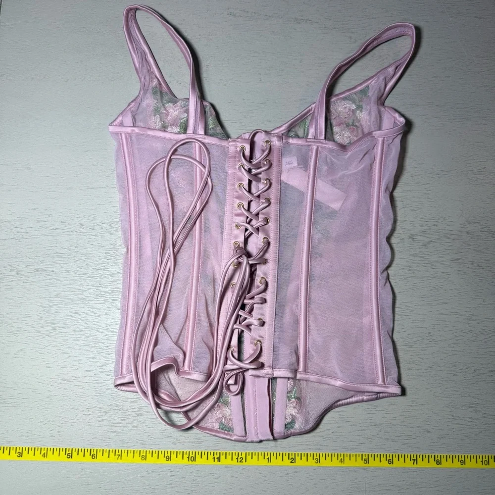 NWT Victoria's Secret Pink Lily Embroidered Corset G String 2 piece Set, Med DD - Picture 5 of 16
